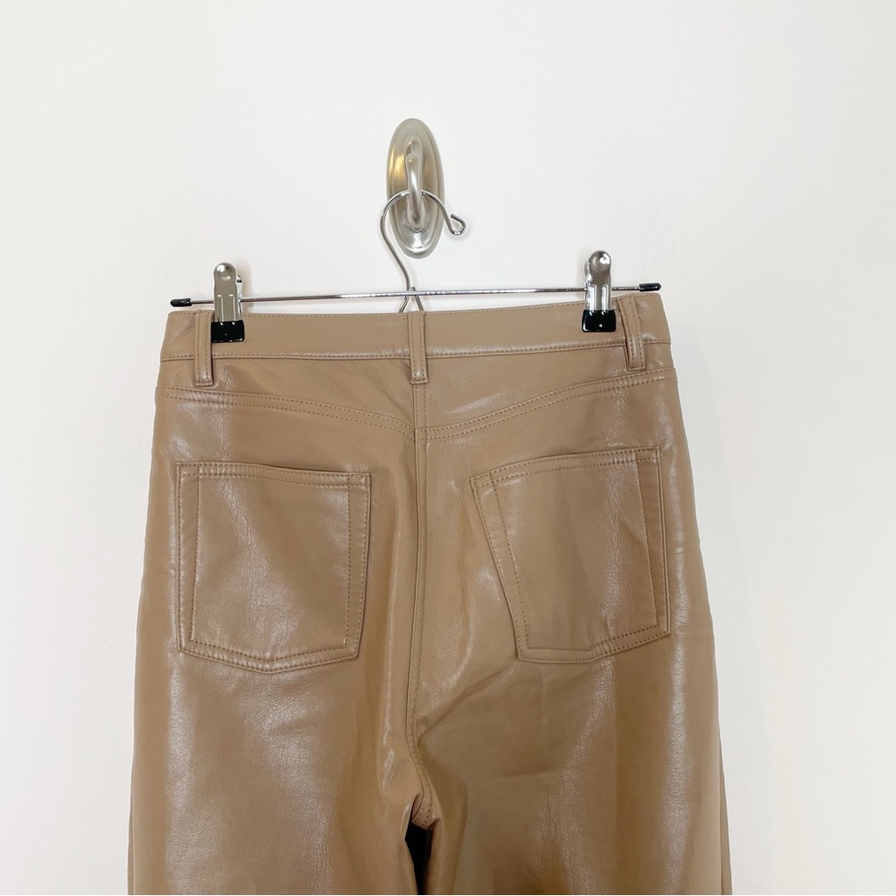Aritzia Wilfred Melina High Rise Straight Leg Faux Leather Pant Brown - Picture 6 of 6